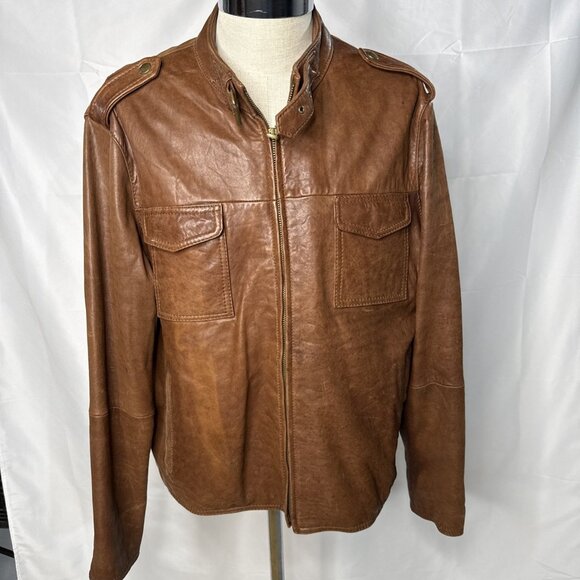 Wilsons Leather Other - Wilsons Leather Jacket Mens XL Brown Cafe Racer Bomber Biker Moto